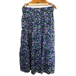 Lauren Ralph Lauren Floral Midi Skirt Tiered Lined Bohemian